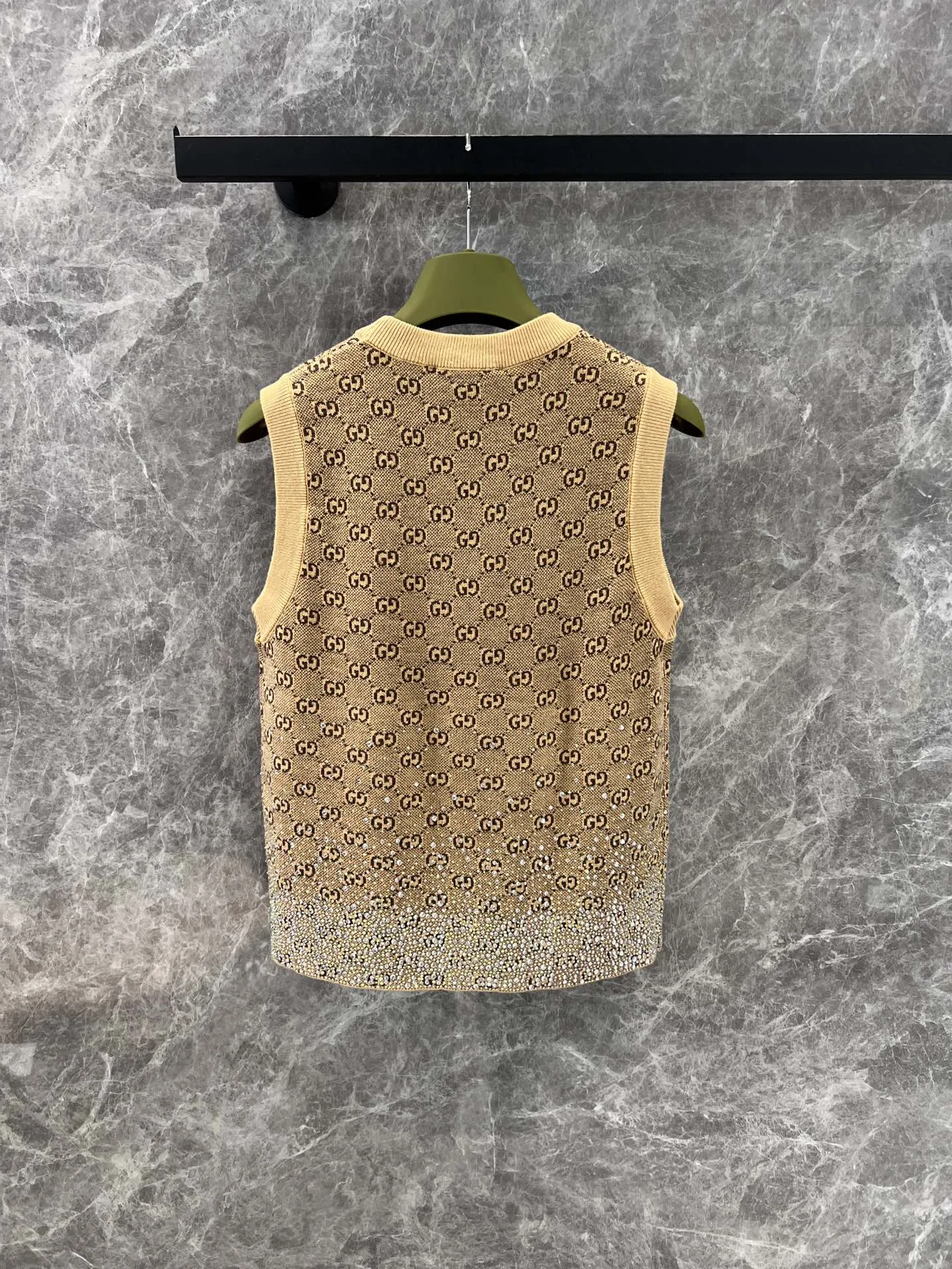 rhinestone monogram knitted vest