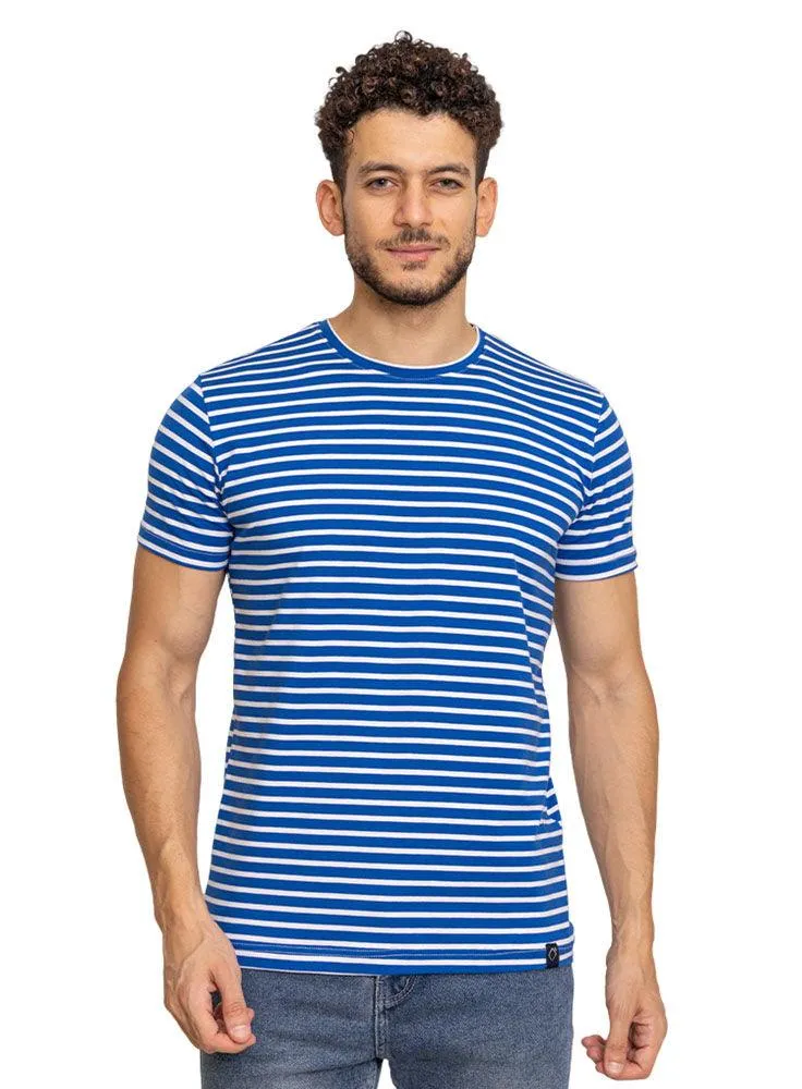 Royal Blue Striped Round T-shirt