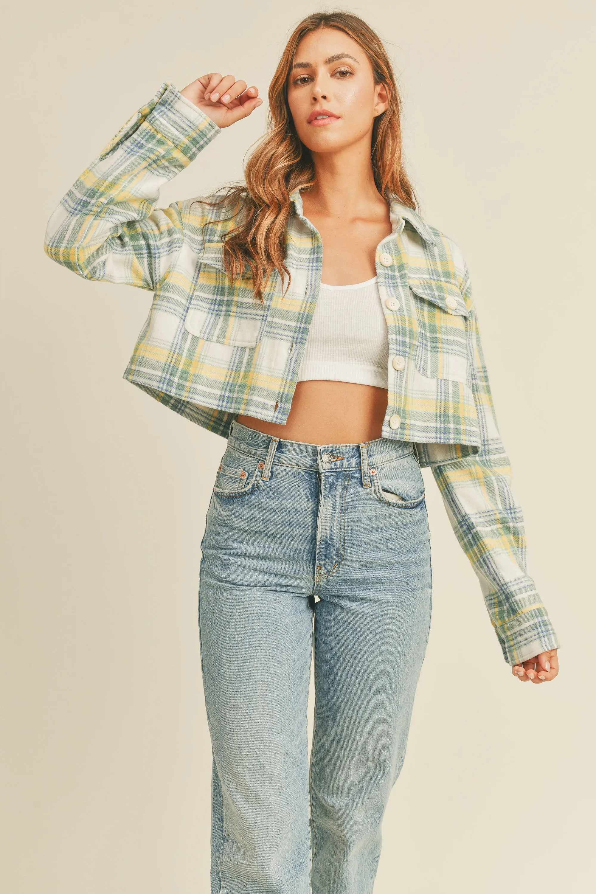 SANDRA FLANNEL CROP SHACKET