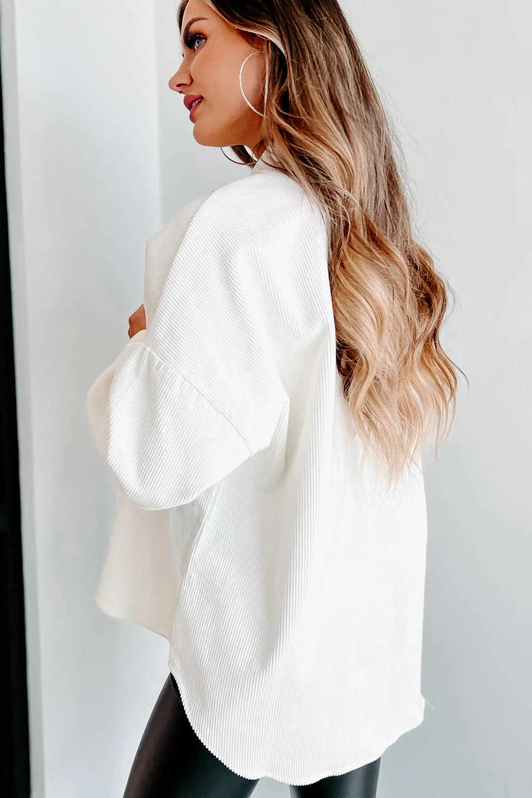 Saturdays At Market Oversized Corduroy Shacket (Whip Cream)