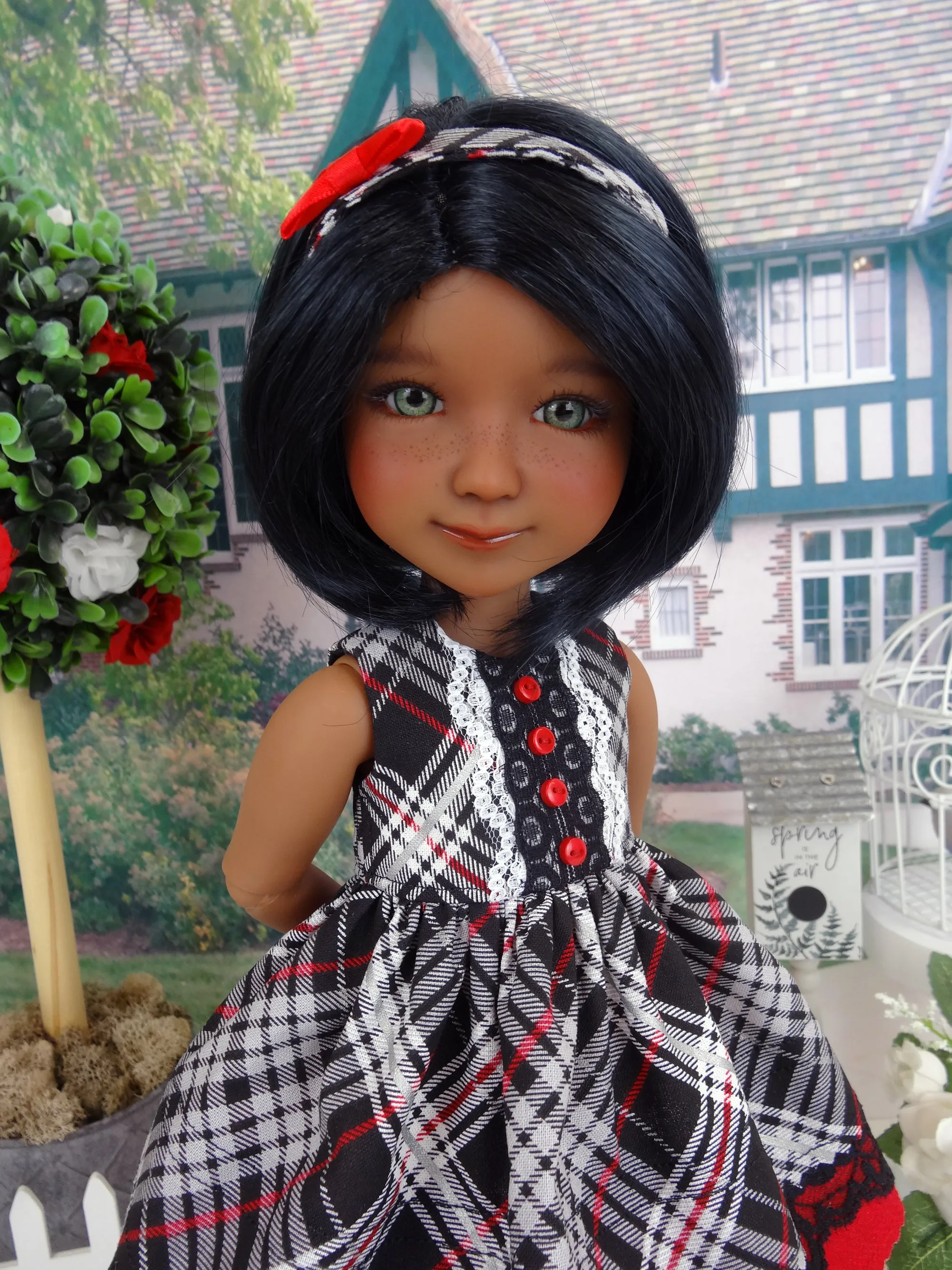 Second Period Plaid - dress with boots for Ruby Red Fashion Friends doll