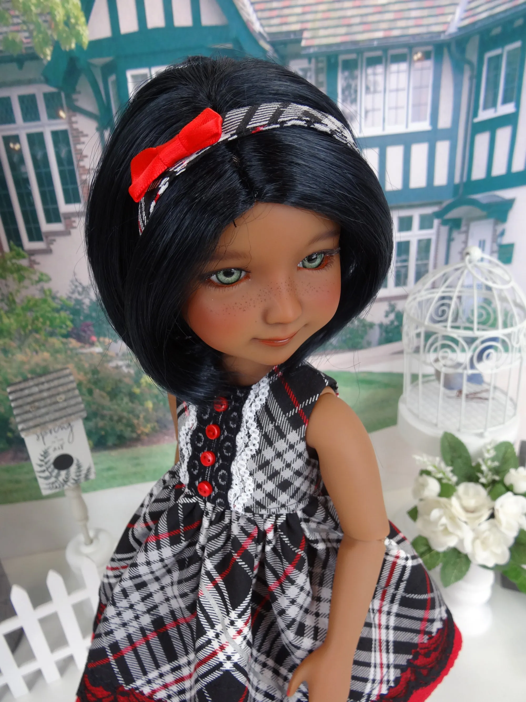 Second Period Plaid - dress with boots for Ruby Red Fashion Friends doll
