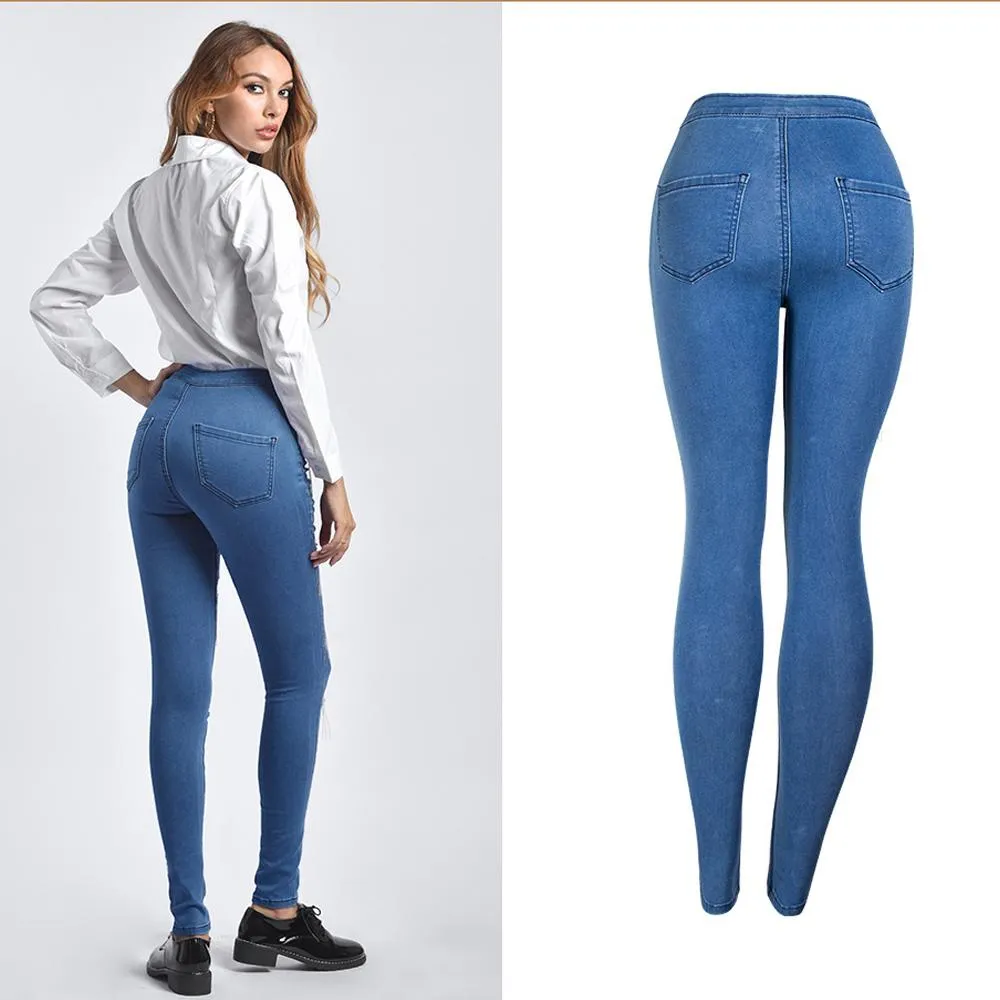 Sexy Stretch Split Fringe Skinny Denim Pants