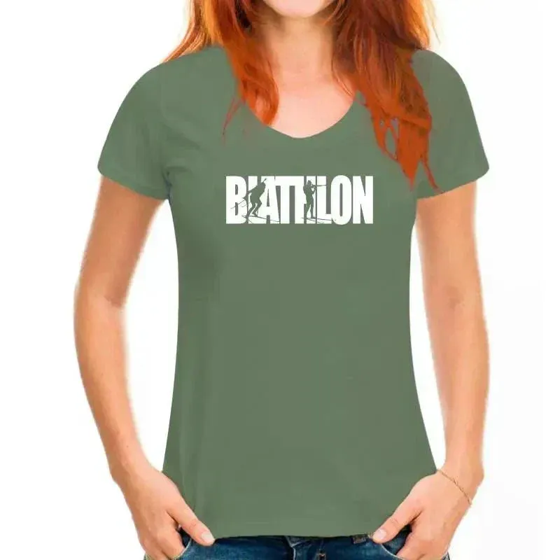 shirt featuring biathlon winter sport text print Excellent