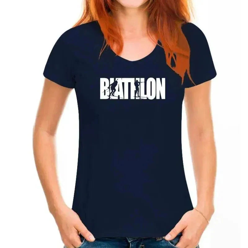 shirt featuring biathlon winter sport text print Excellent