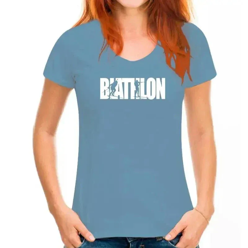 shirt featuring biathlon winter sport text print Excellent