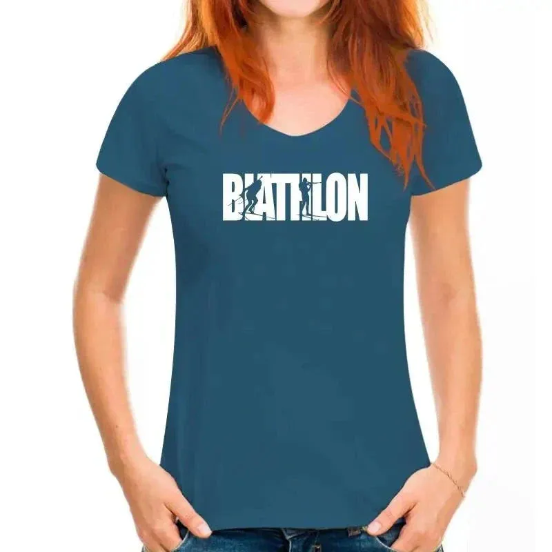 shirt featuring biathlon winter sport text print Excellent