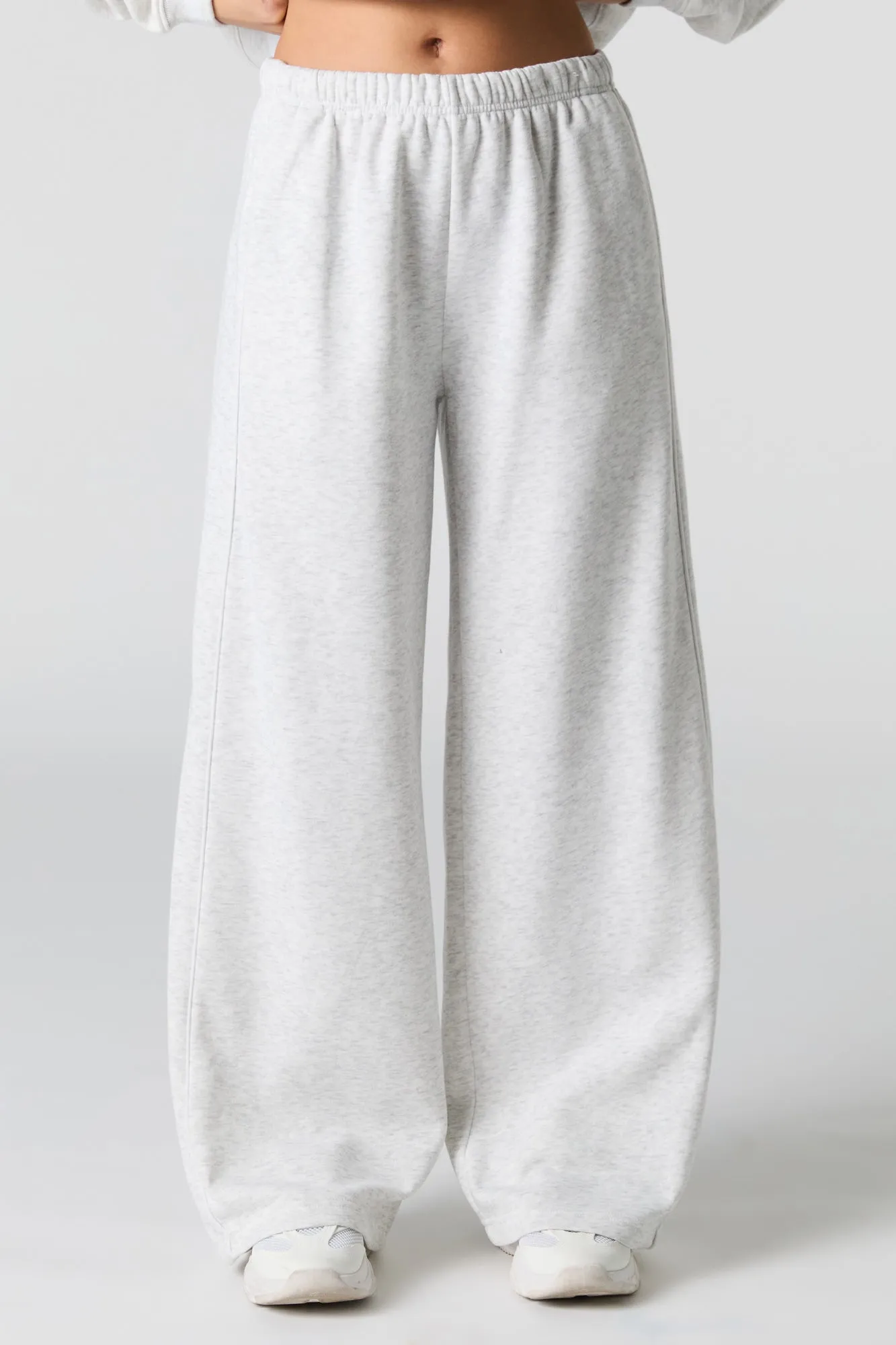 Side Piped Wide Leg Fleece Sweatpant