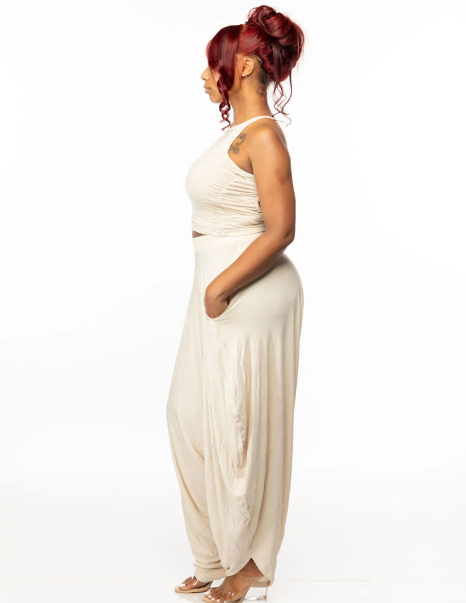 SNOB Sandy Harem Pants Set-Cream