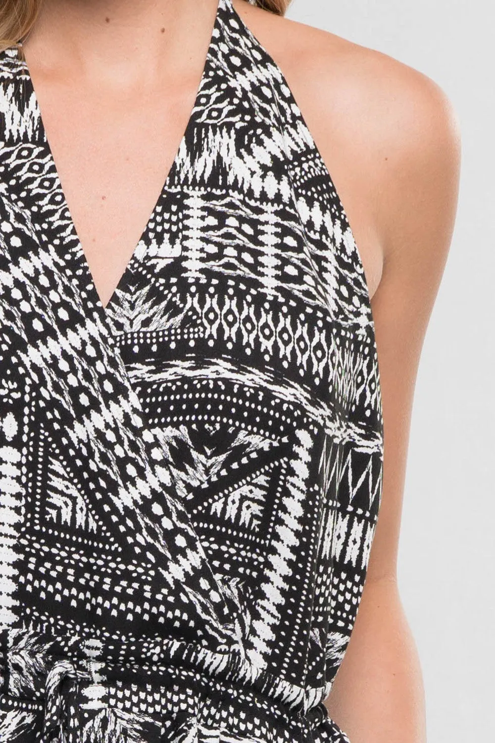 South Western Printed Open Back Halter Jumpsuit