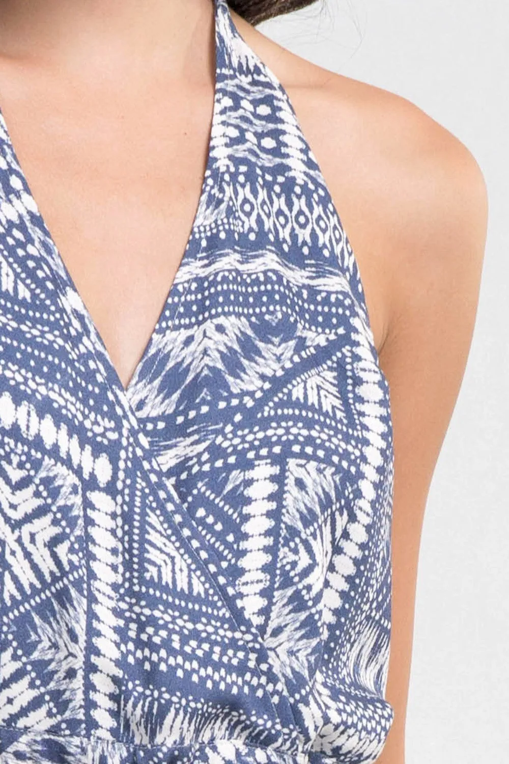 South Western Printed Open Back Halter Jumpsuit