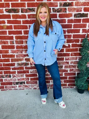 Spring Blue Fleece Shacket