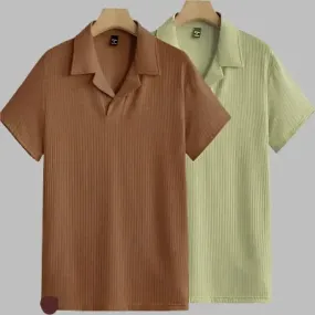 Stylish Polyester Blend Solid Polos T-Shirt For Men in Combo Color