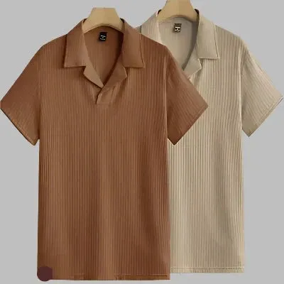 Stylish Polyester Blend Solid Polos T-Shirt For Men in Combo Color