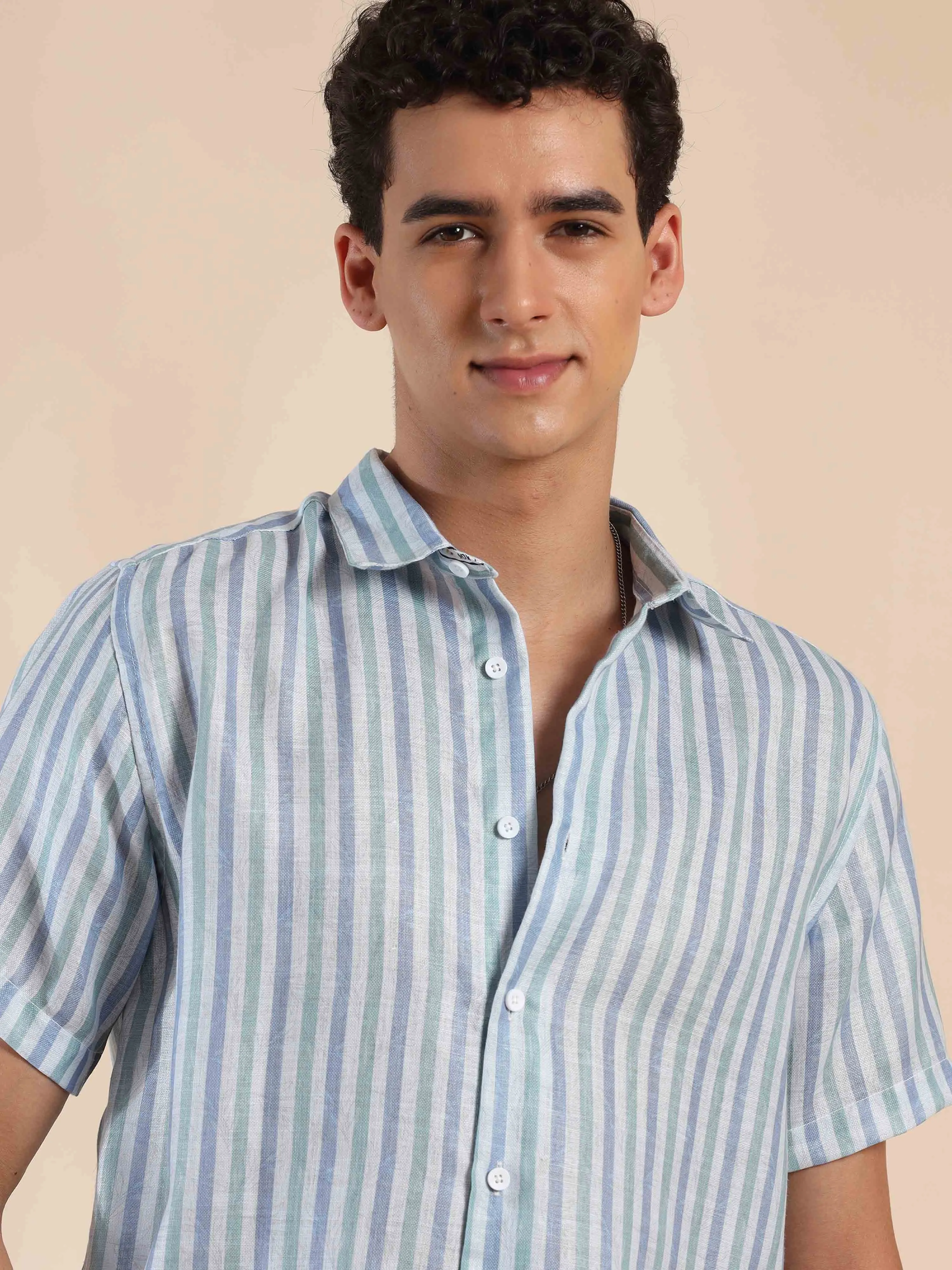 Summer Cascade Stripes Cotton Shirt