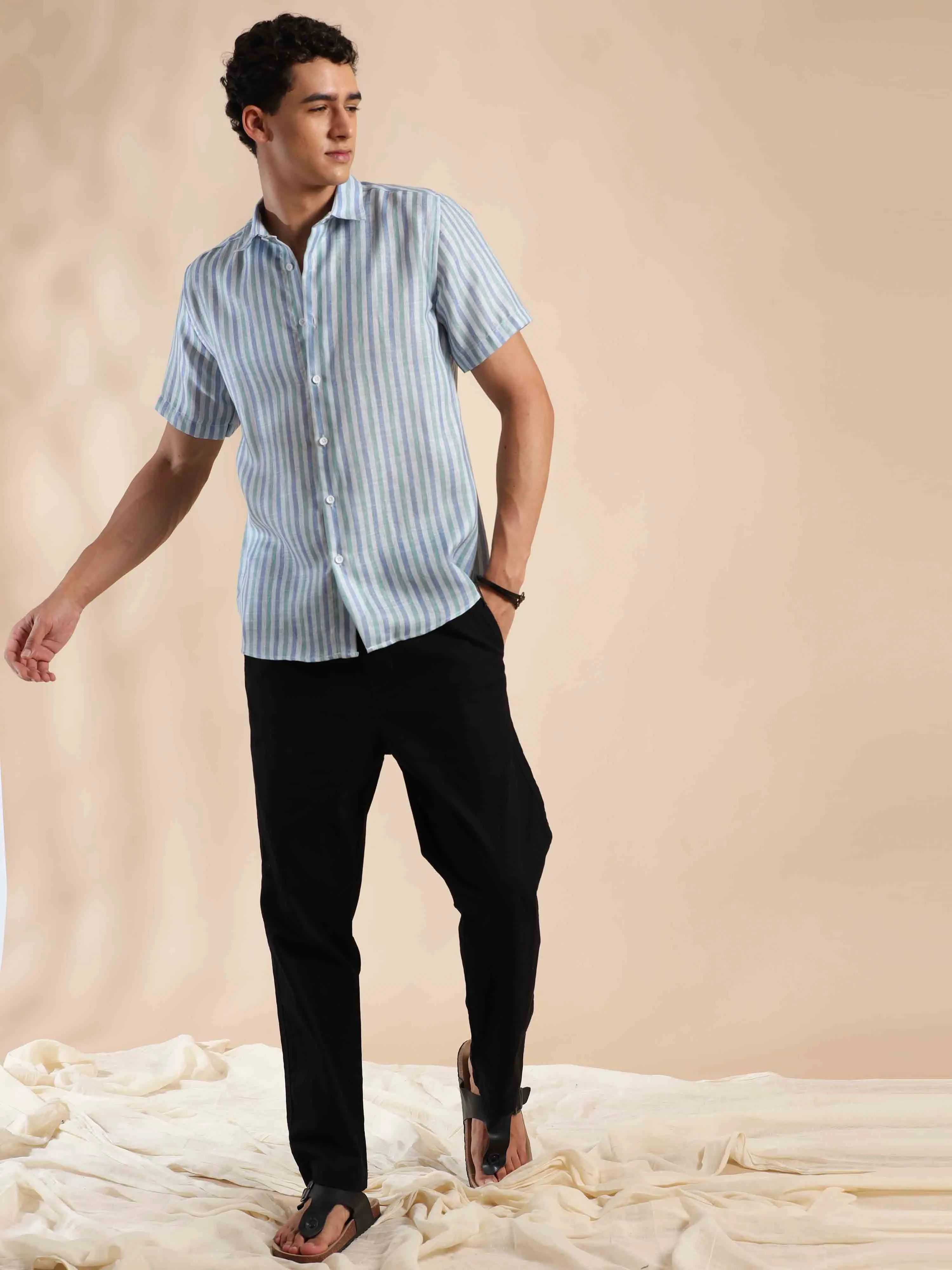 Summer Cascade Stripes Cotton Shirt