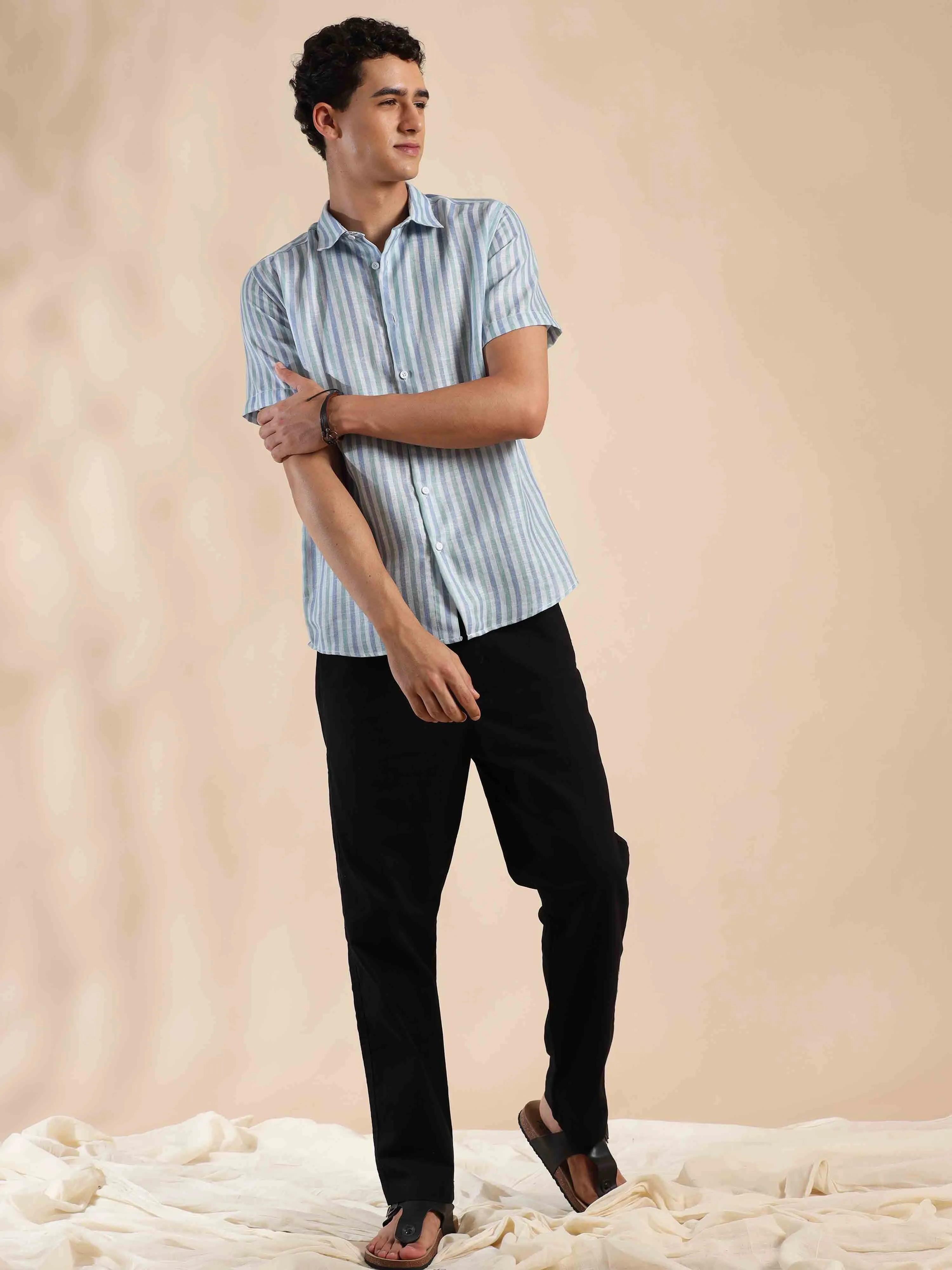 Summer Cascade Stripes Cotton Shirt