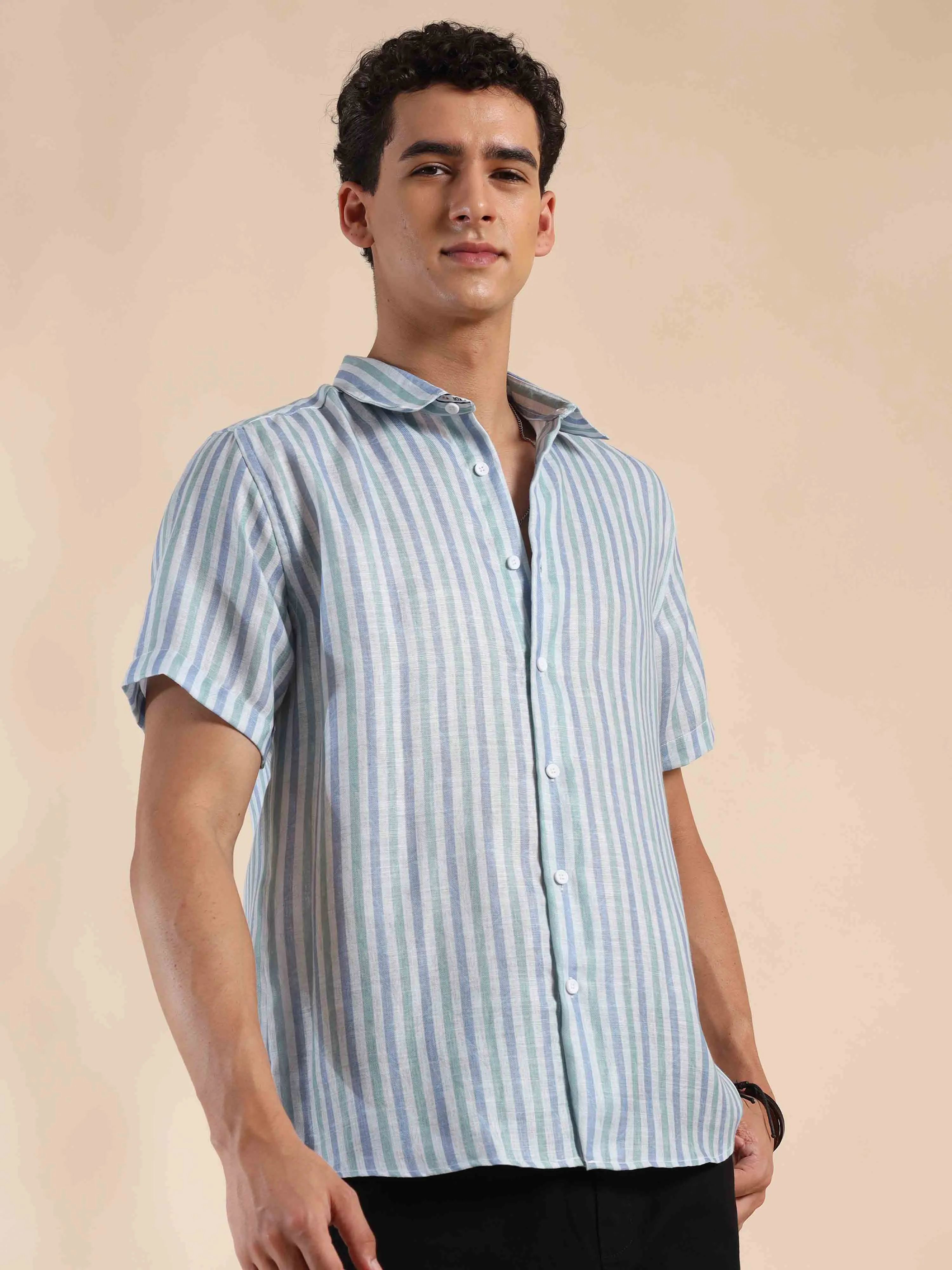 Summer Cascade Stripes Cotton Shirt
