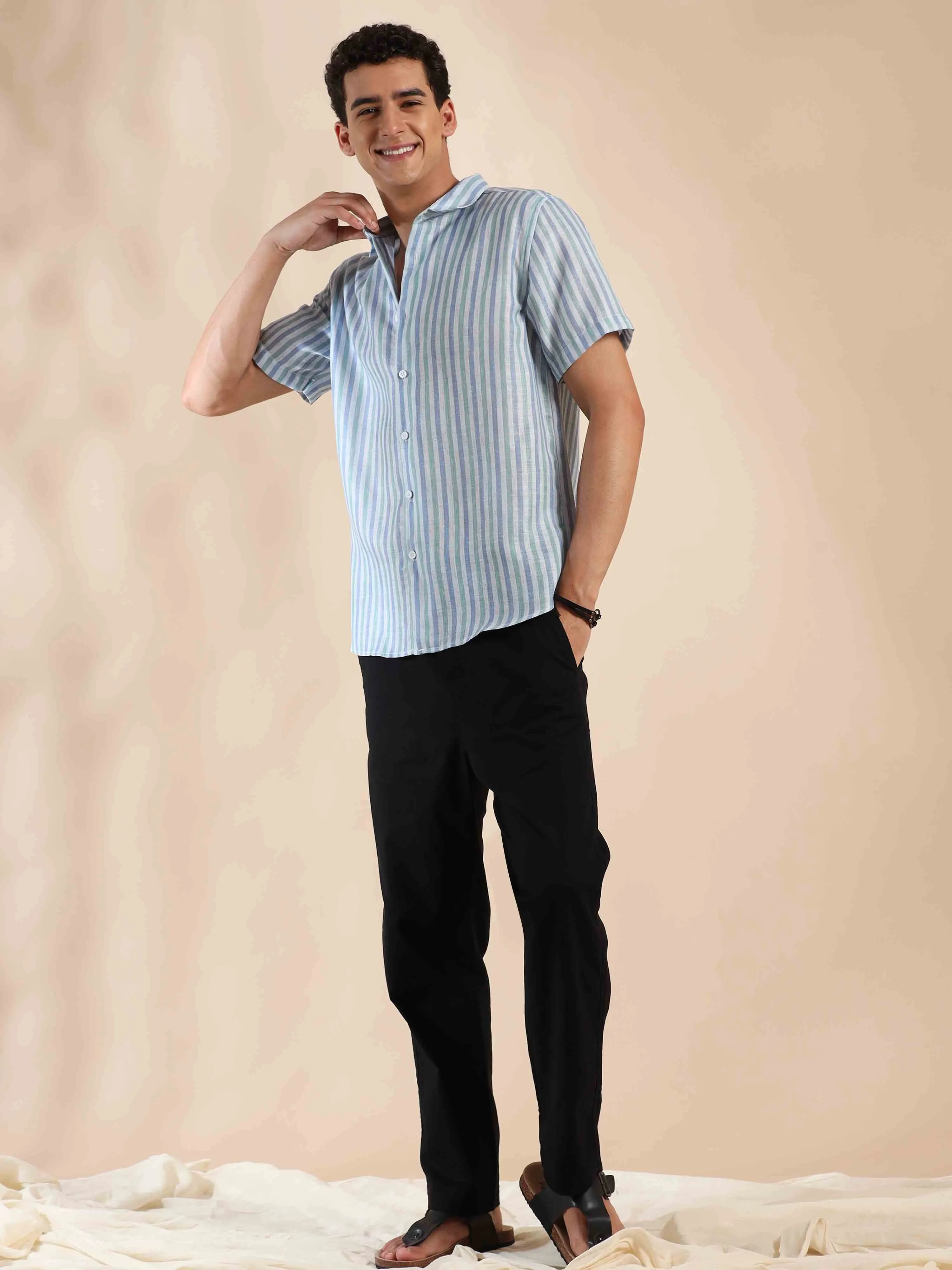 Summer Cascade Stripes Cotton Shirt