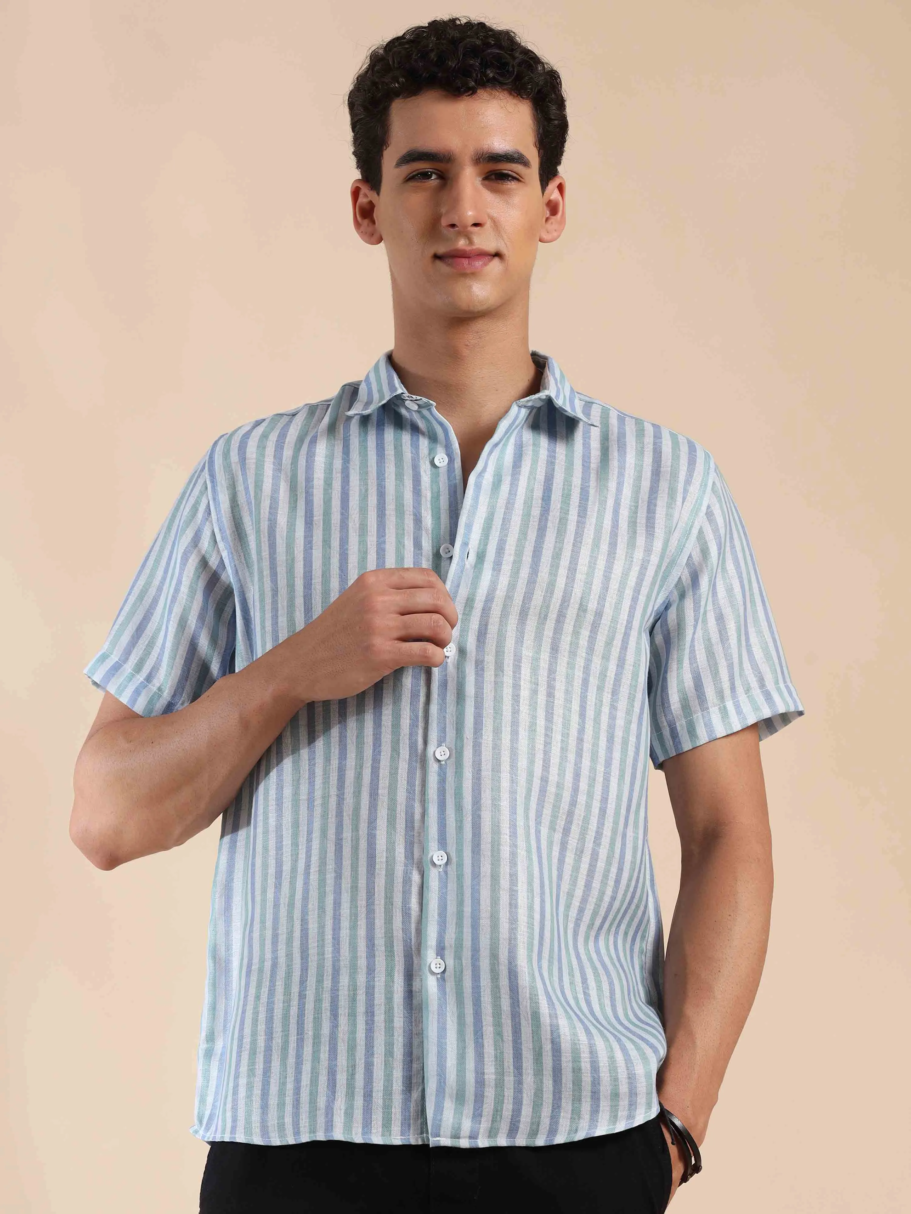 Summer Cascade Stripes Cotton Shirt