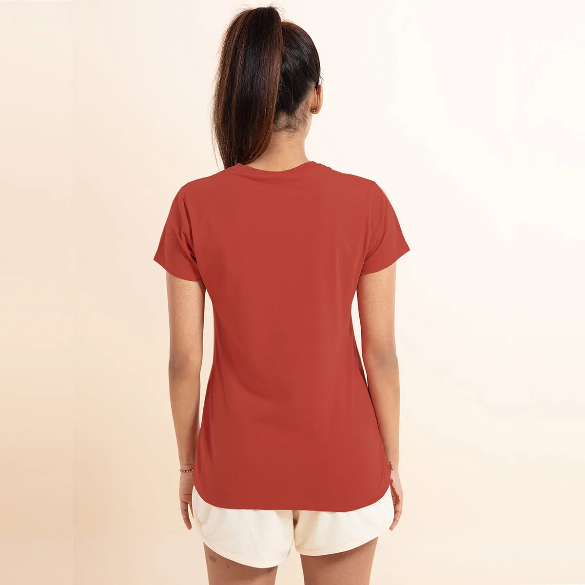 Super Comfy Cotton Stretch Classic Solid T-Shirt-NYLE216-Essential Stretch Cotton Tee In Relaxed Fit , Nykd All Day-NYLE216-Hot Sauce
