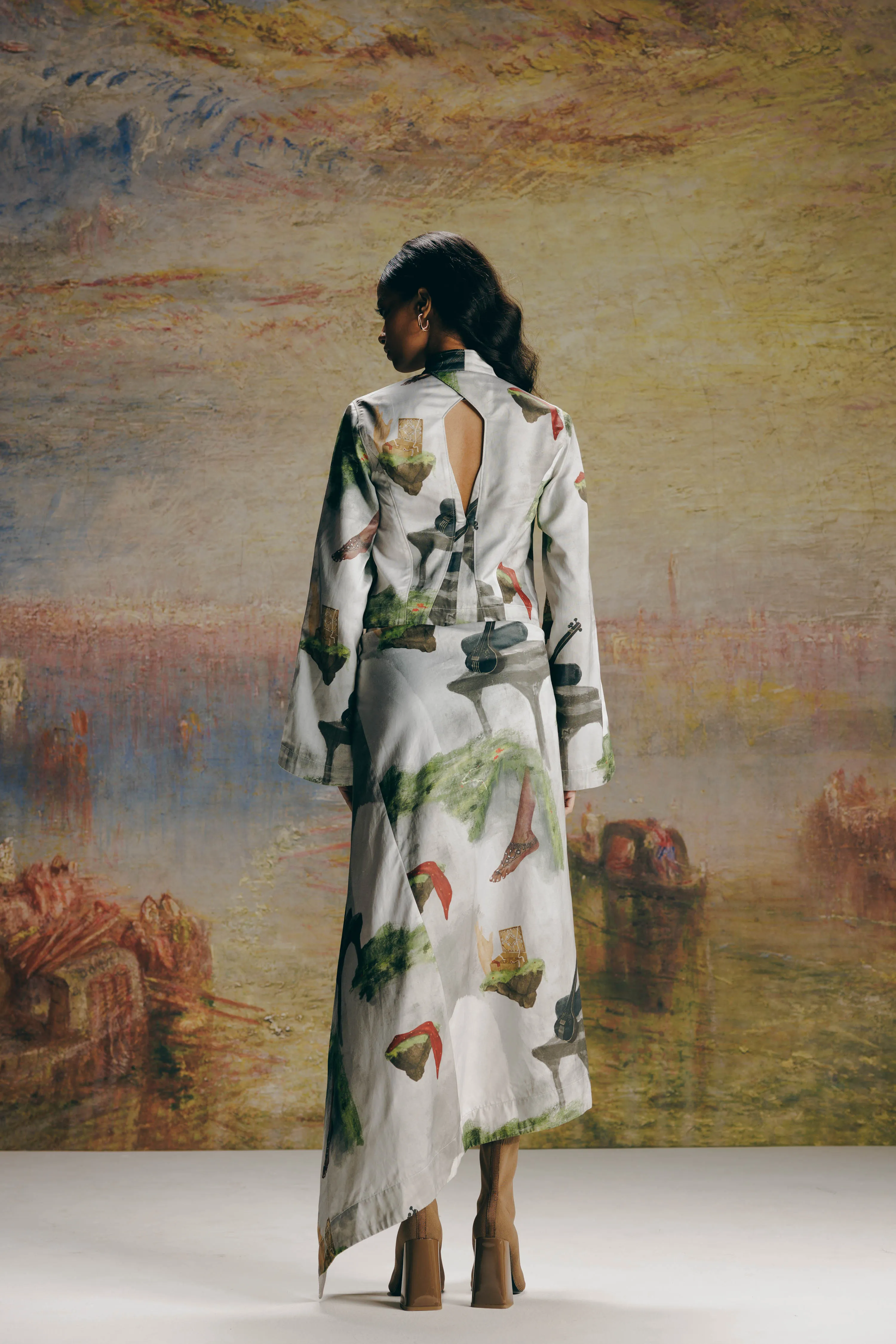 Surrealist Nehru Jacket & Skirt Co-ord