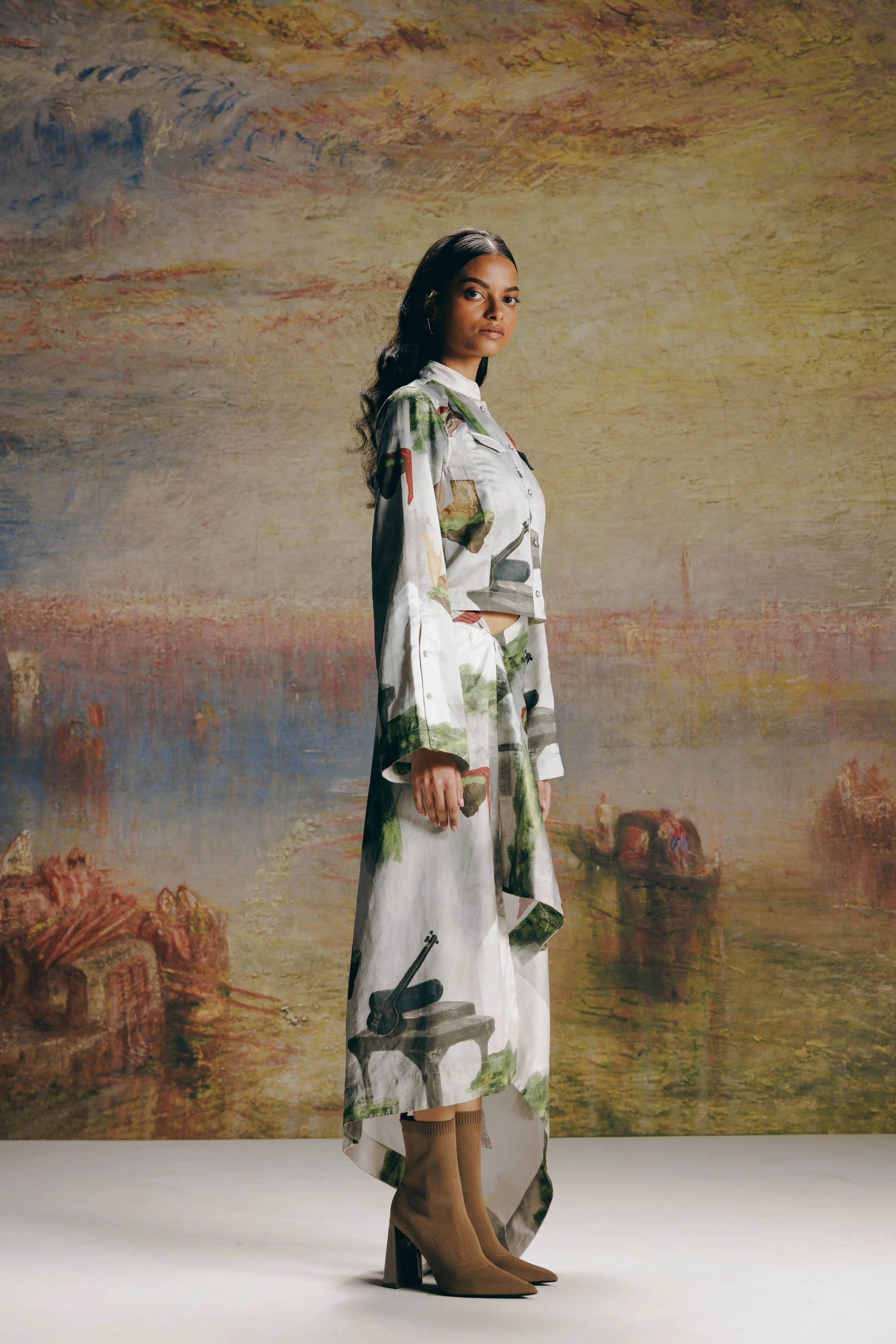Surrealist Nehru Jacket & Skirt Co-ord