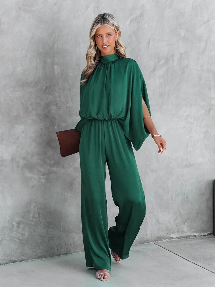 Sylis | Elegant Green Jumpsuit Short Sleeves