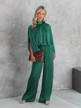 Sylis | Elegant Green Jumpsuit Short Sleeves