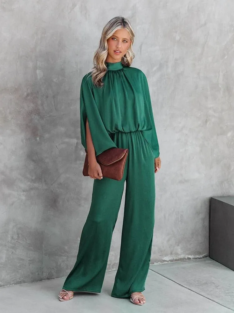 Sylis | Elegant Green Jumpsuit Short Sleeves
