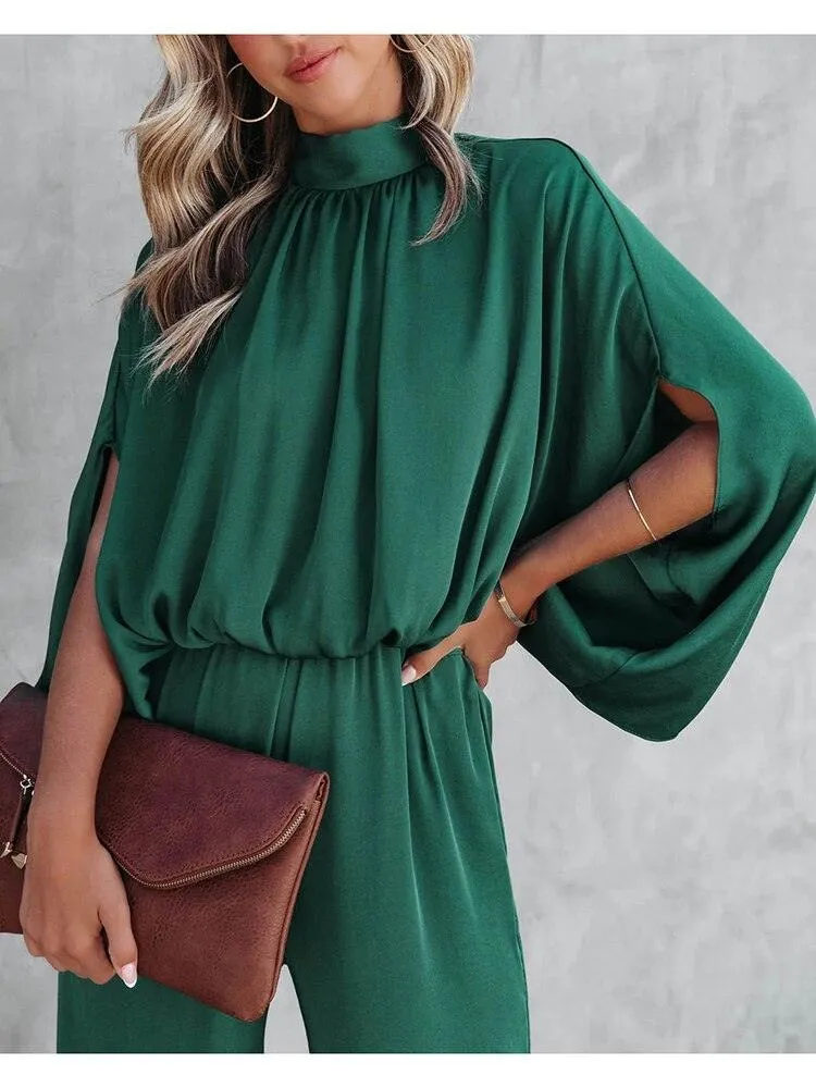 Sylis | Elegant Green Jumpsuit Short Sleeves