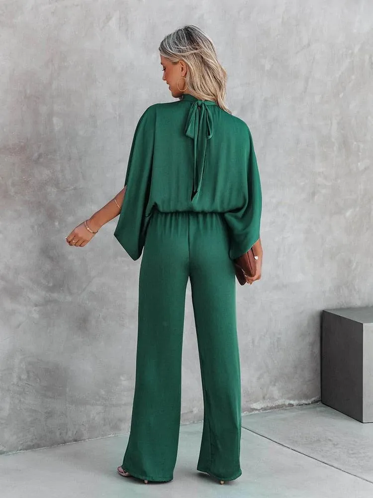 Sylis | Elegant Green Jumpsuit Short Sleeves