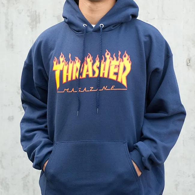 Thrasher Flame Logo Hood (Navy)