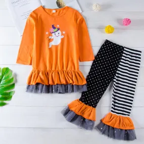 Toddler Girls Halloween Top & Stripe Polka Dot Pants Wholesale Girls