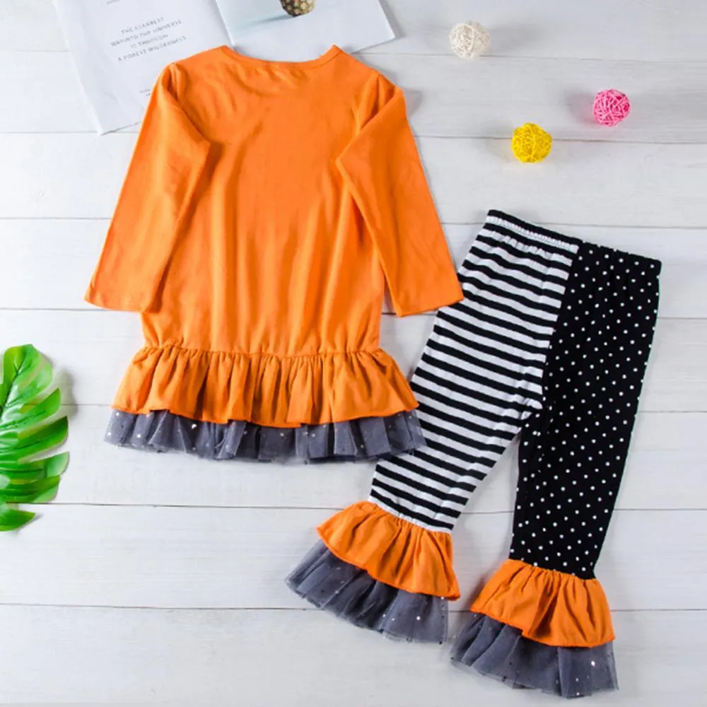 Toddler Girls Halloween Top & Stripe Polka Dot Pants Wholesale Girls