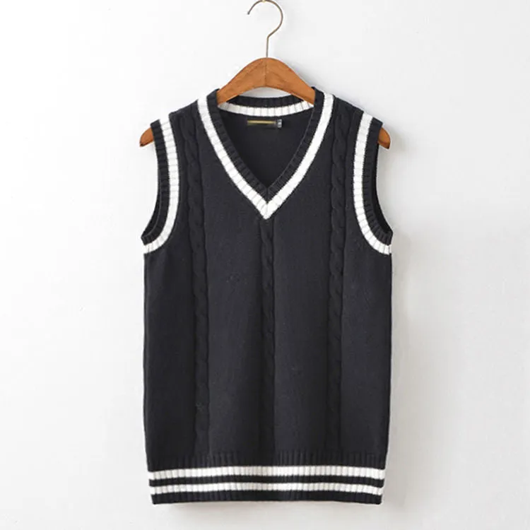 V-Neck Knit Sweater Vest