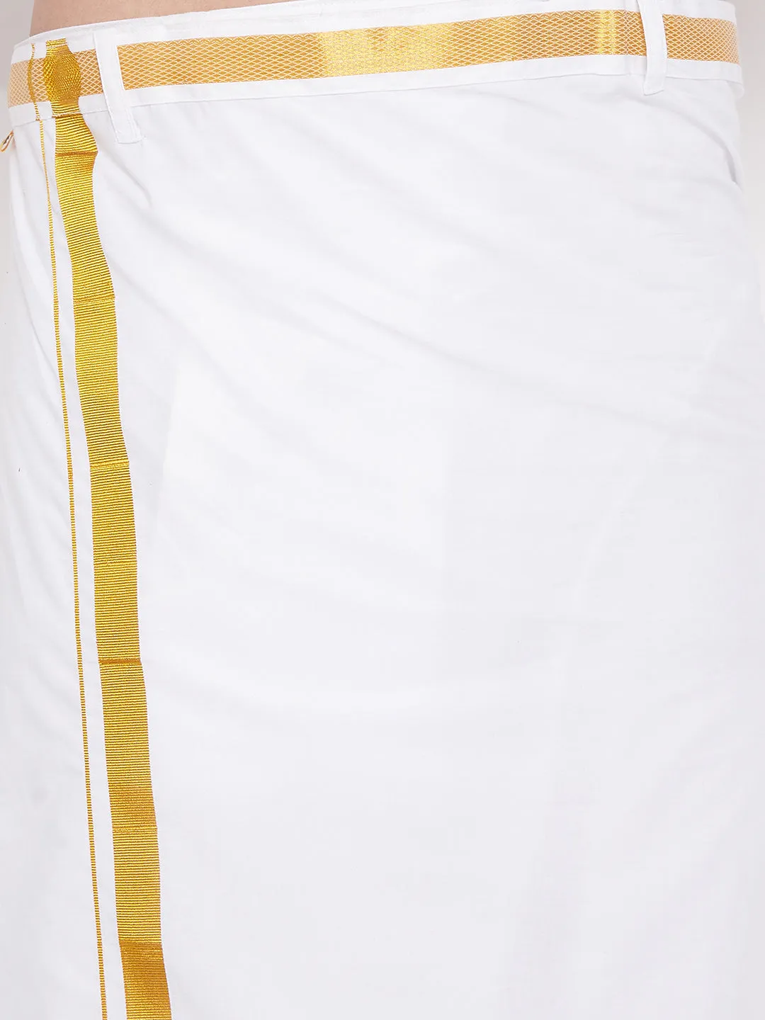 VASTRAMAY Men's Coffee Silk Blend Shirt And Mundu