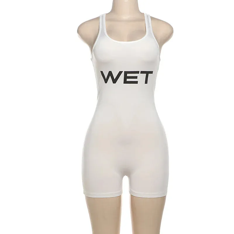 Wet Print Bodycon Short Jumpsuit