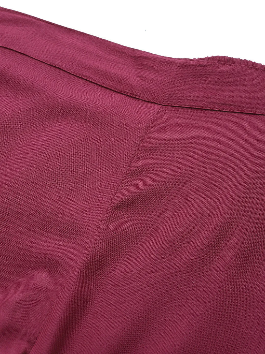 Women Burgundy Frilly Liva Pants