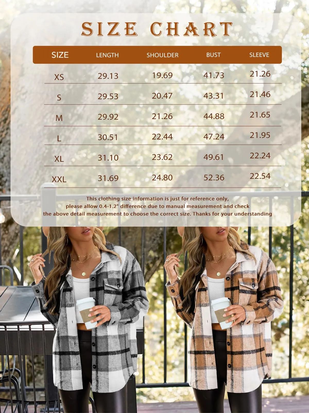 Womens Fall Outfits Fashion Clothes Shackets Flannel Plaid Button Down Long Sleeve Shirts Jackets 2024