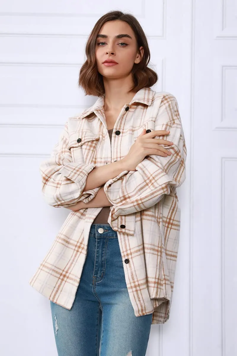 Womens Fall Outfits Fashion Clothes Shackets Flannel Plaid Button Down Long Sleeve Shirts Jackets 2024