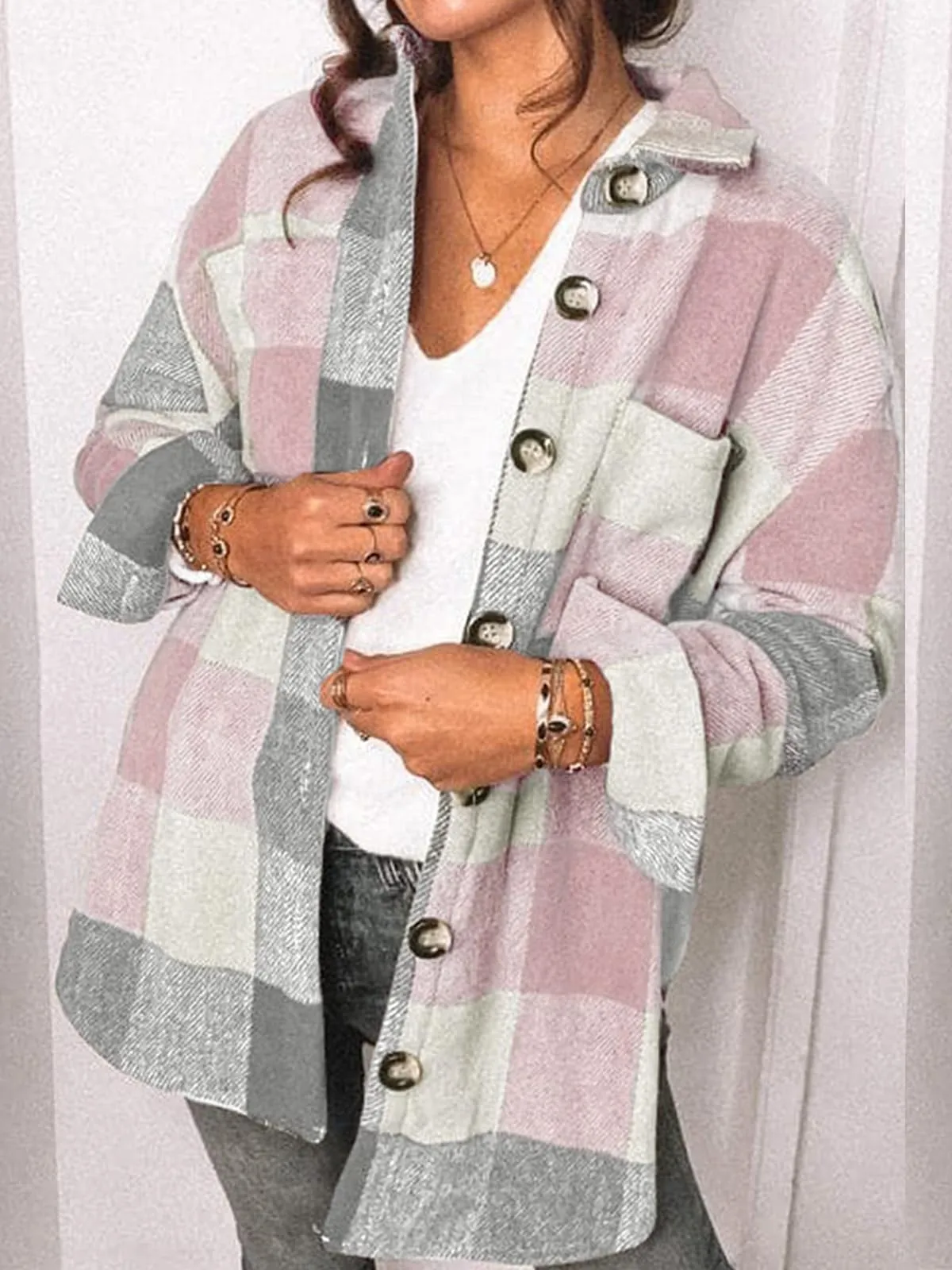 Womens Fall Outfits Fashion Clothes Shackets Flannel Plaid Button Down Long Sleeve Shirts Jackets 2024