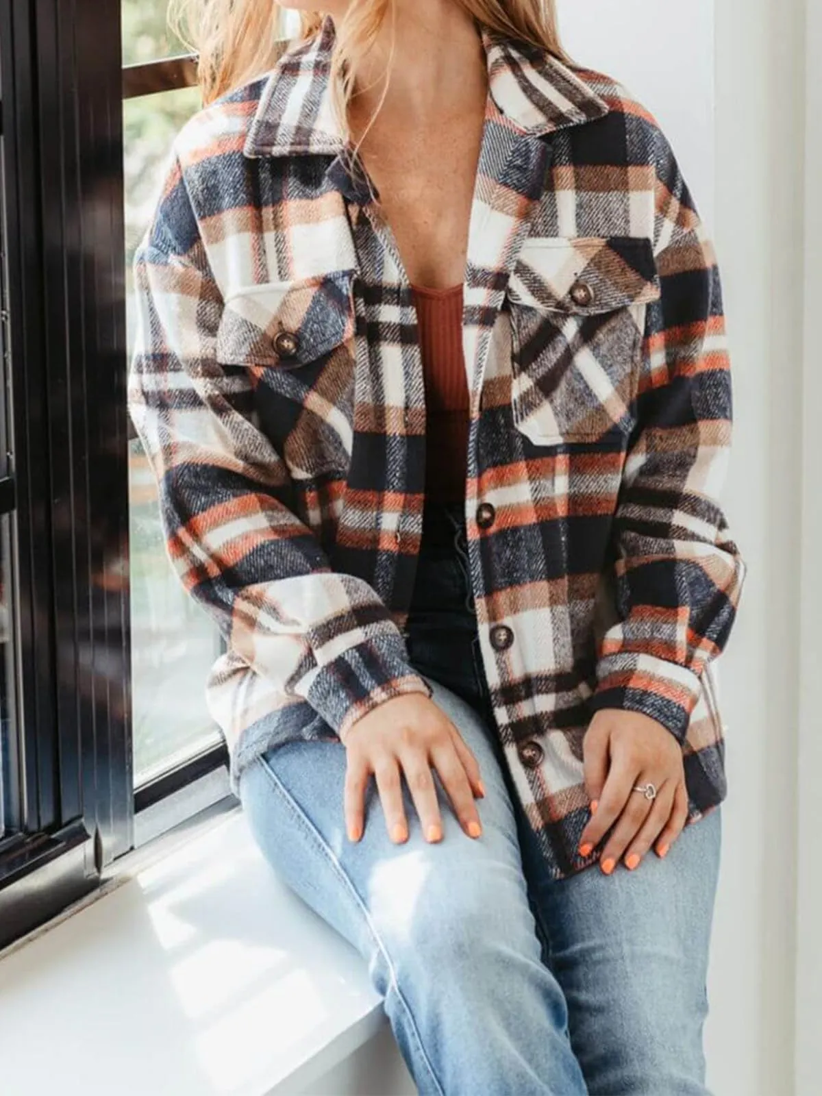 Womens Fall Outfits Fashion Clothes Shackets Flannel Plaid Button Down Long Sleeve Shirts Jackets 2024