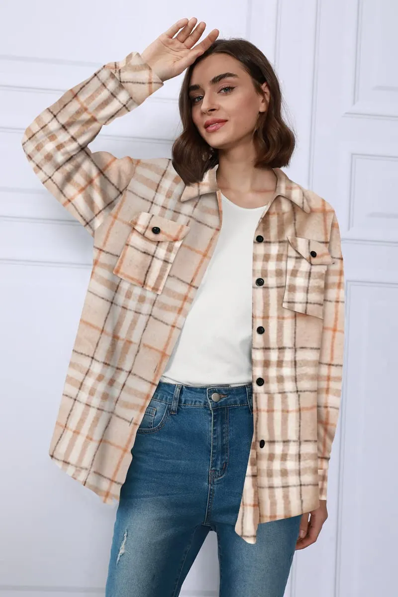 Womens Fall Outfits Fashion Clothes Shackets Flannel Plaid Button Down Long Sleeve Shirts Jackets 2024
