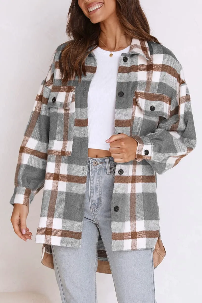 Womens Fall Outfits Fashion Clothes Shackets Flannel Plaid Button Down Long Sleeve Shirts Jackets 2024