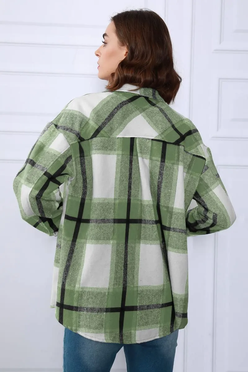 Womens Fall Outfits Fashion Clothes Shackets Flannel Plaid Button Down Long Sleeve Shirts Jackets 2024