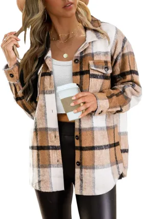 Womens Fall Outfits Fashion Clothes Shackets Flannel Plaid Button Down Long Sleeve Shirts Jackets 2024