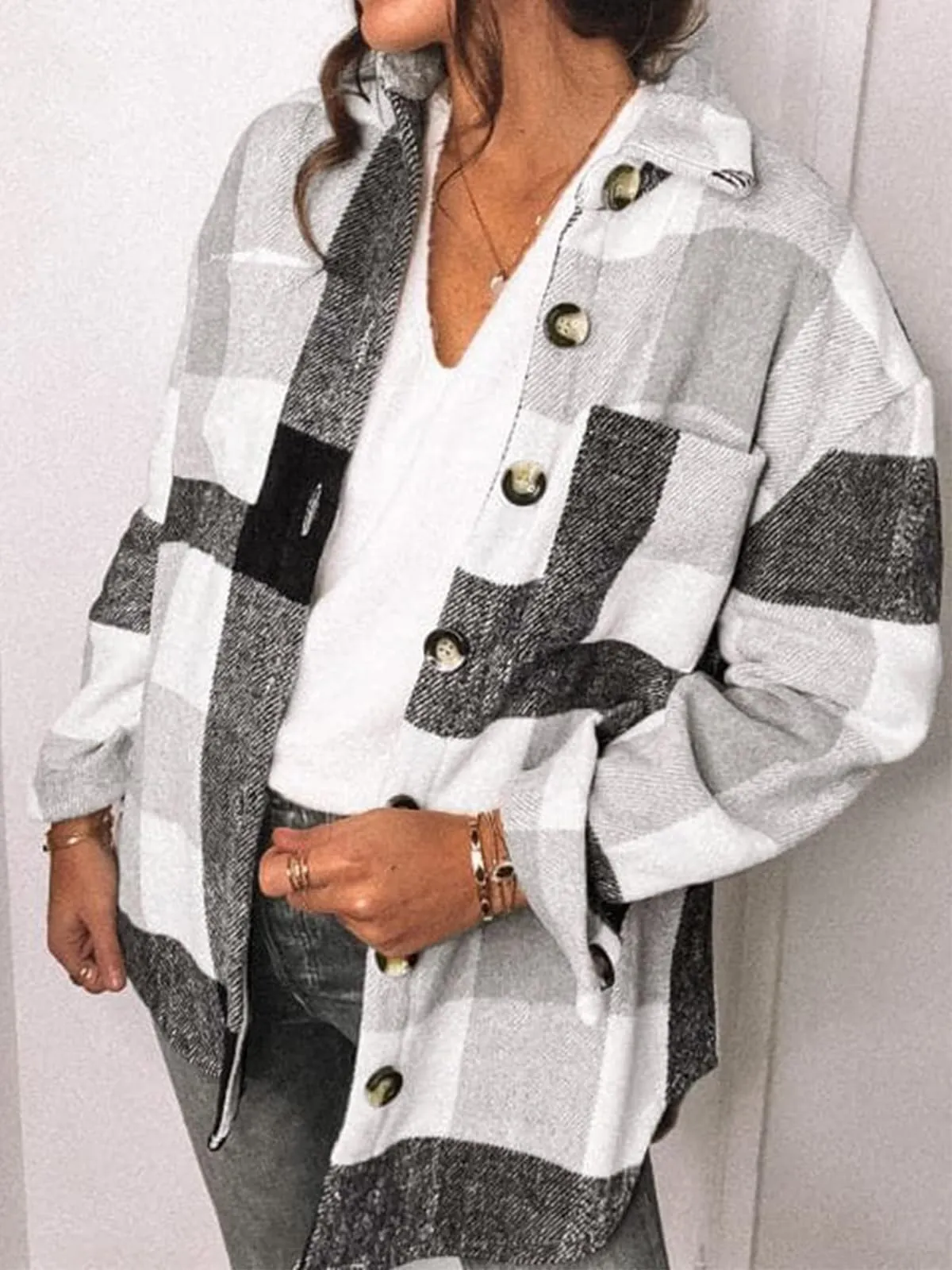 Womens Fall Outfits Fashion Clothes Shackets Flannel Plaid Button Down Long Sleeve Shirts Jackets 2024