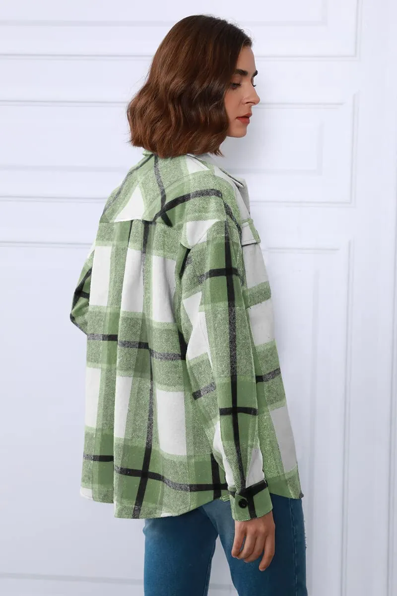 Womens Fall Outfits Fashion Clothes Shackets Flannel Plaid Button Down Long Sleeve Shirts Jackets 2024