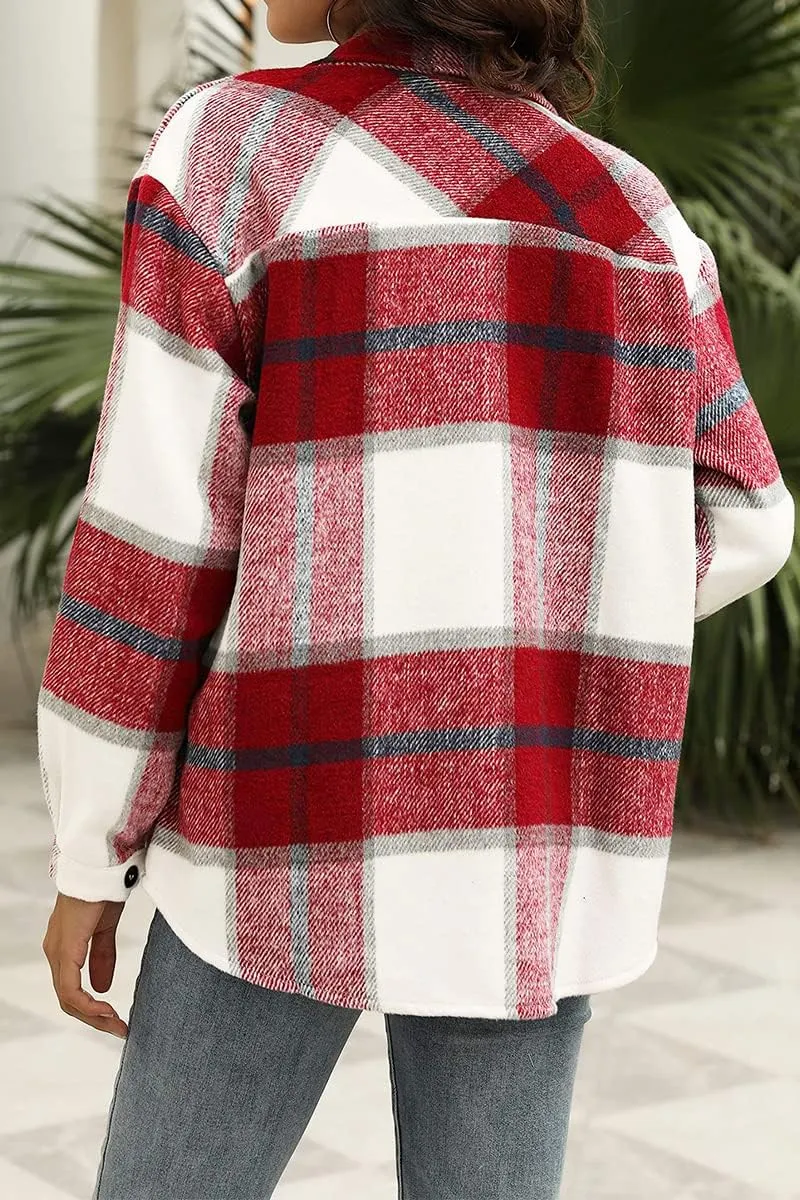 Womens Fall Outfits Fashion Clothes Shackets Flannel Plaid Button Down Long Sleeve Shirts Jackets 2024